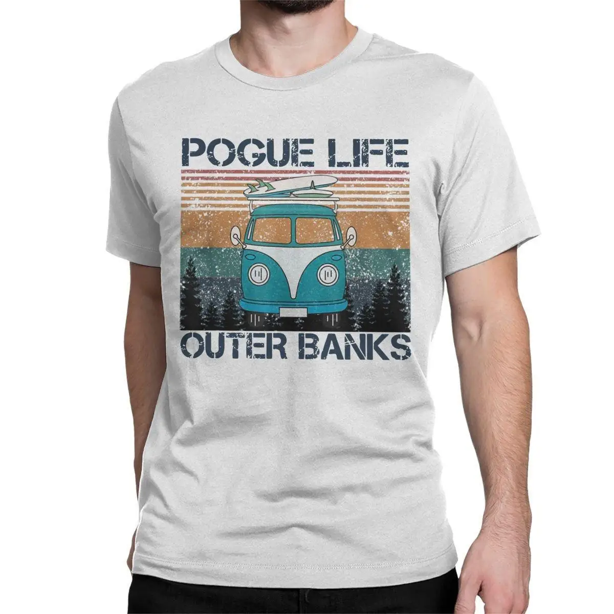 Men's Pogue Life Outer Banks Retro T Shirts TV Show Pure Cotton Clothing Short Sleeve Round Neck Tee Shirt Plus Size T-Shirt