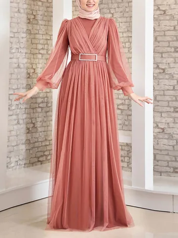 2023 ZANZEA элегантное Сетчатое Макси длинное мусульманское платье для женщин Рамадан абайя хиджаб платье Кафтан Дубай лоскутный сарафан халат Femme