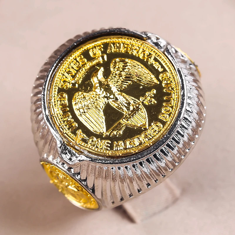 

Retro Carved Letter Eagle Rings for Men Personality Design Chunky Ring Silver Color Male Gift Party Vintage Jewelry Accessories