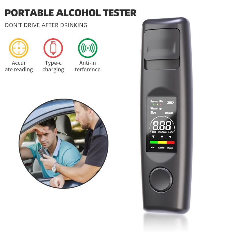 

Handheld Alcohol Tester Digital Non-Contact Alcohol Test Machine Checker Analyzer with USB Rechargeable Breathalyzer Analyzer