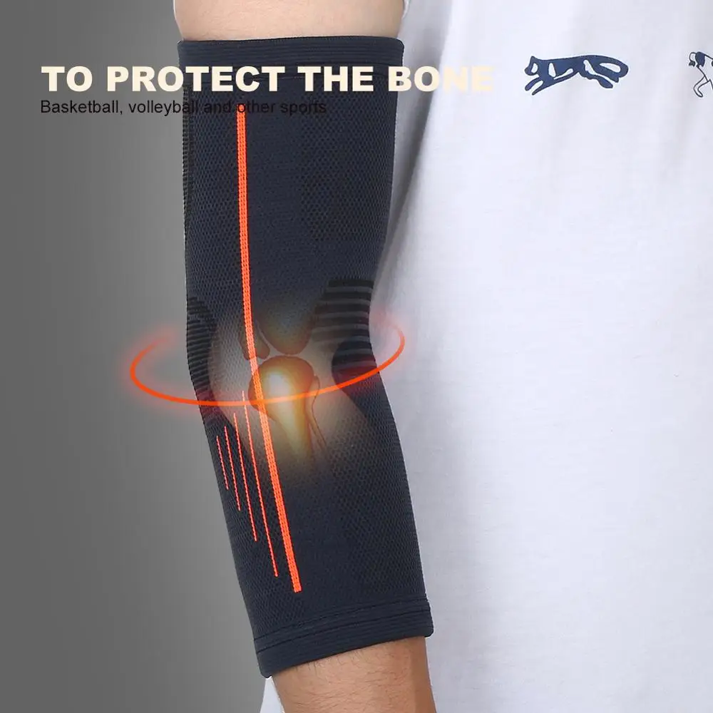 

Sports Safety Nylon Elastic Elbow Brace Sleeve Elbow Pads for Volleyball Tennis Elbow Support Absorb Sweat Knitted Elbow Protect