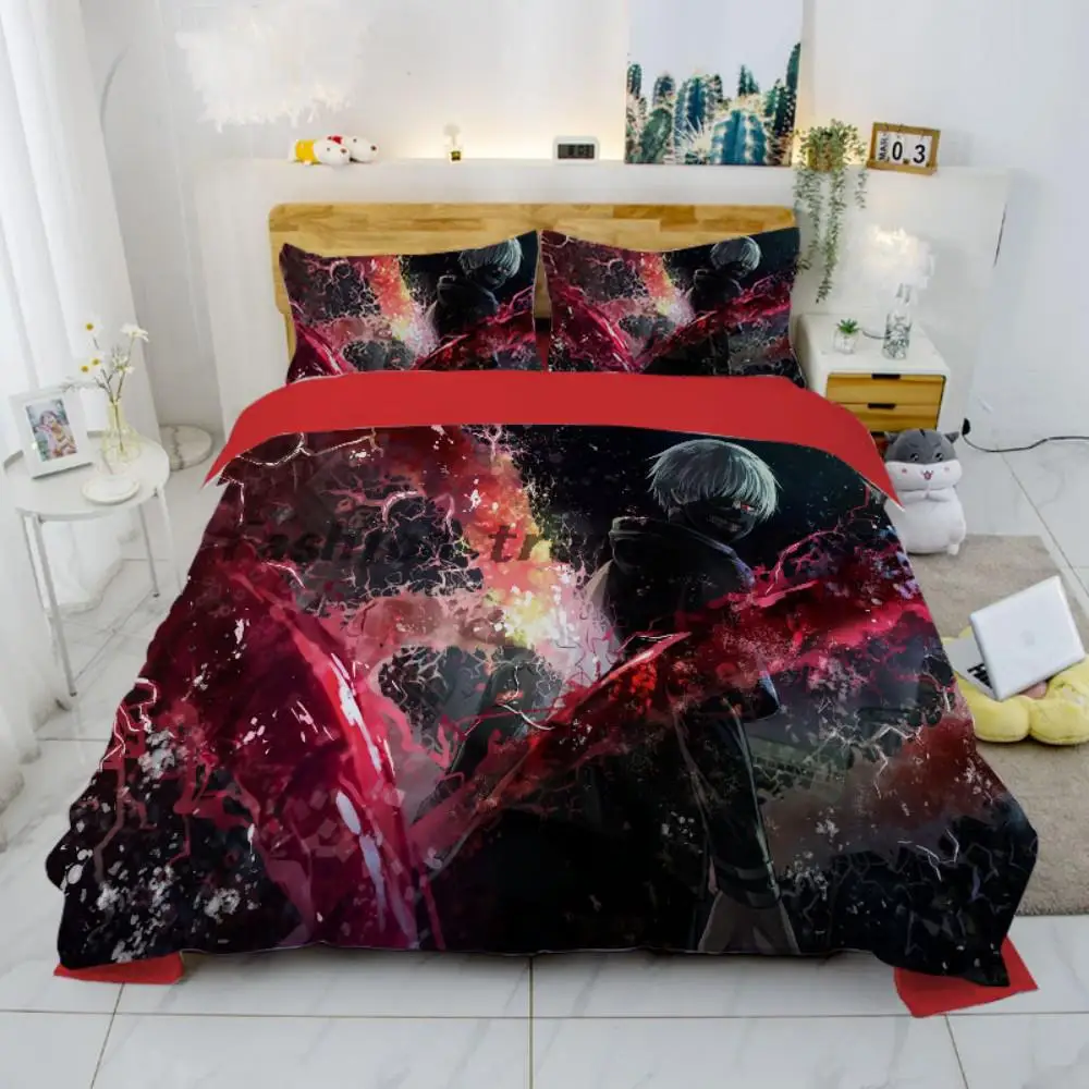 

3D Printed Bedding Set Anime Tokyo Ghoul Duvet Cover Microfiber Comforter Bedding Sets Single Double Queen King Size Bedclothes