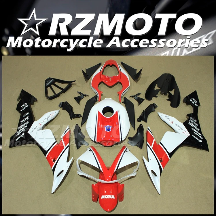 

4Gifts New ABS Motorcycle Fairings Kit Fit For YAMAHA YZF- R1 2004 2005 2006 04 05 06 Bodywork Set White Red