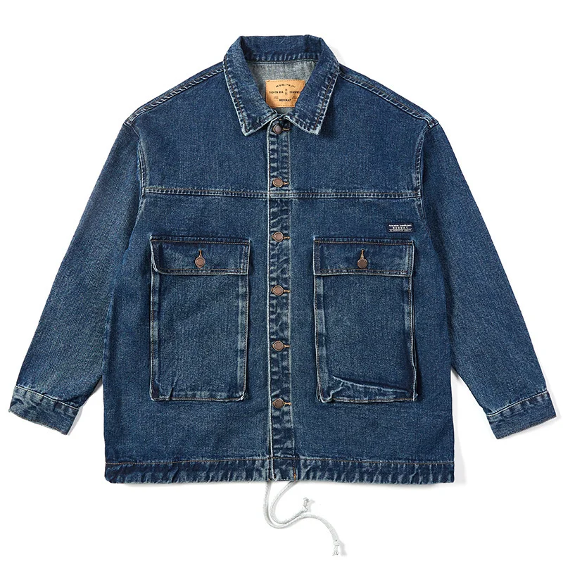 

Spring Men's New Loose Multi Pocket Wash Denim Jacket Outdoor Trekking Climbing Camping Labor Cargo Combat Personalized Coat top