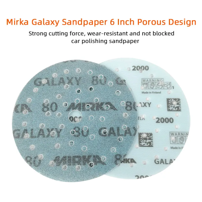 Original Authentic 6 Inch Round MIRKA Galaxy Sandpaper 49 Hole Long Back Velvet Sanding Sheet MIRKA Cyan Sand Disc Cloth