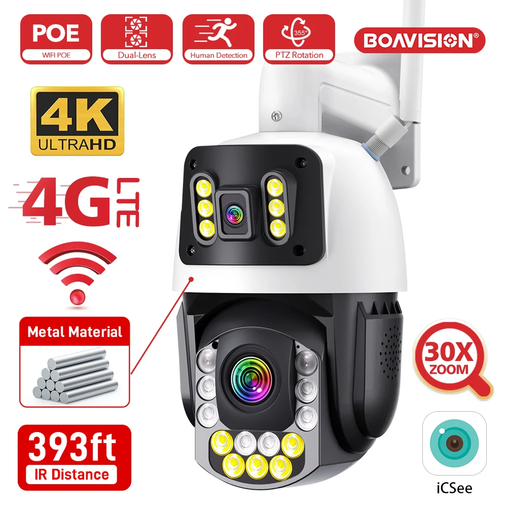 

BOAVISION PTZ-камера 4K 8MP с двойными объективами и экранами