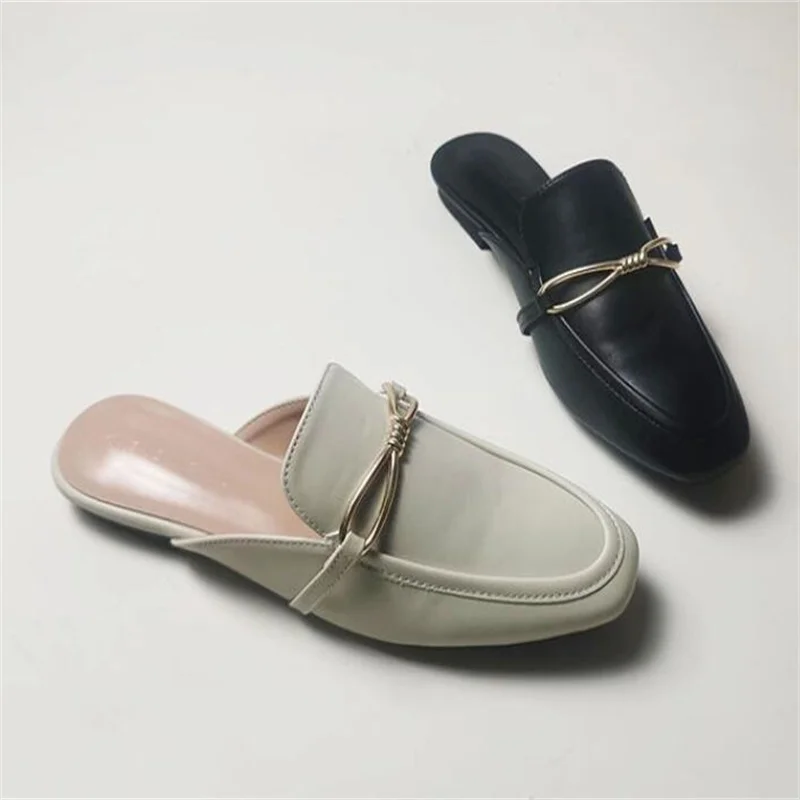 Мюли искусственного интеллекта gudcha Damodos para mujer zapatos planos con hebilla