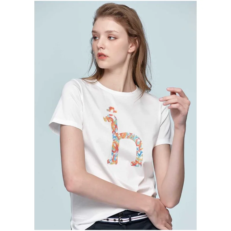 Hazzys Women's Summer New Antibacterial Short-sleeved White T-shirt Women's Cotton Fashion Casual Loose Short-sleeved T-shirt