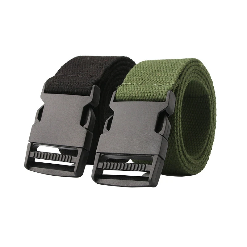 

Unisex Canvas Belt Leisure Sports Metal-Free Plastic Release Buckle Outdoor Military Training Pant Belt Solid