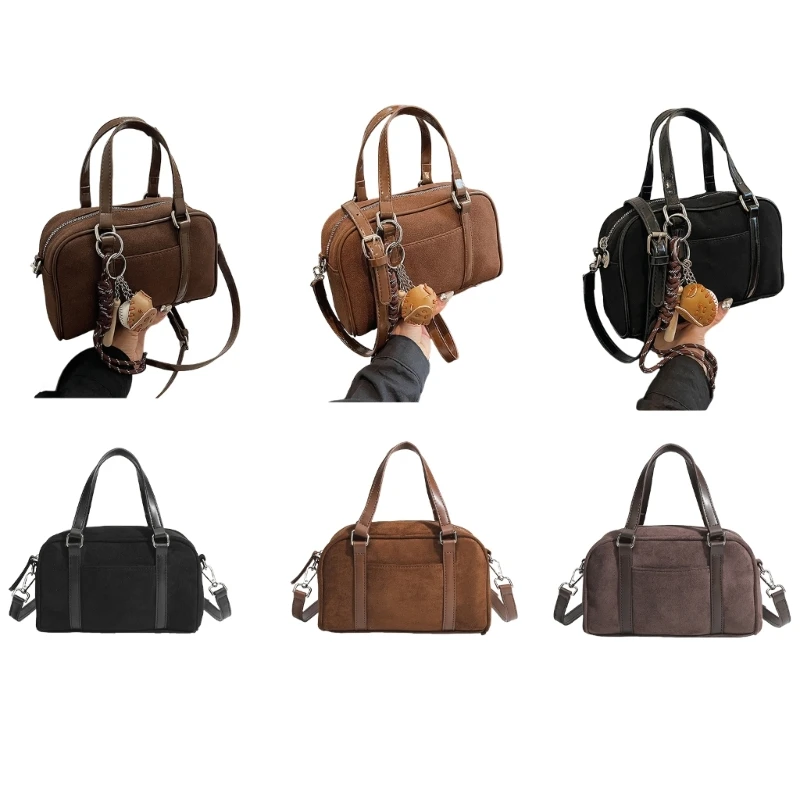 Классическая винтажная сумка через плечо из искусственной замши для работы и