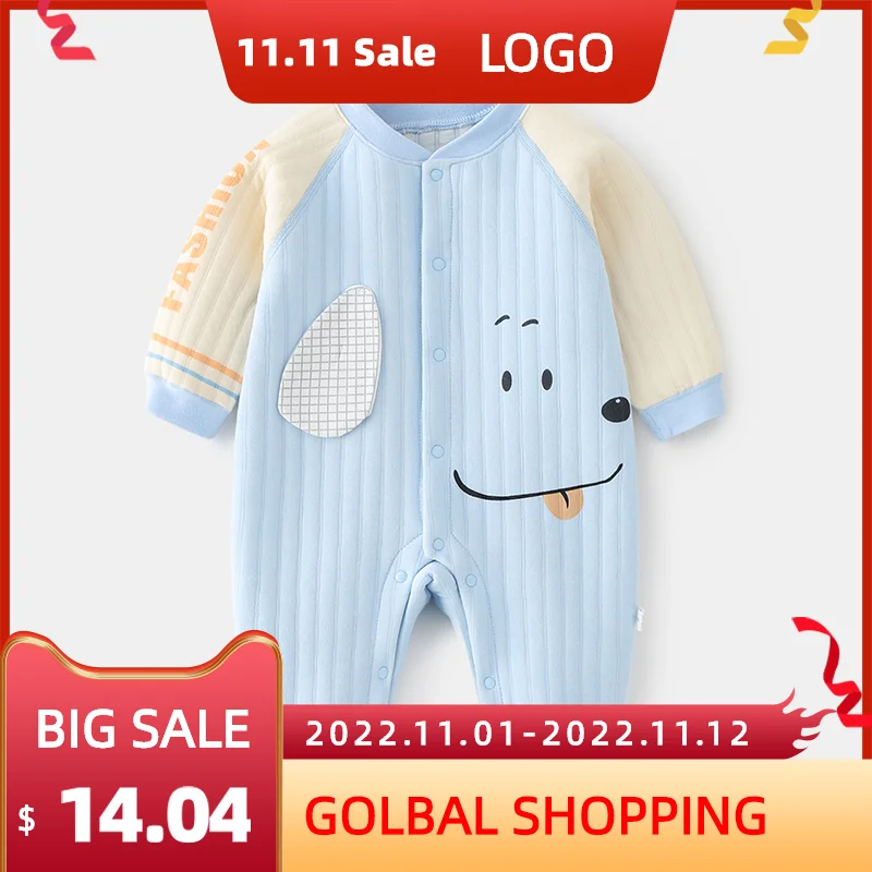 

Newborn Boy And Girl Baby Clothes Fall Winter Boneless Warm Jumpsuit Cartoon Pattern Cotton Bsbies Romper Autumn Bodysuit