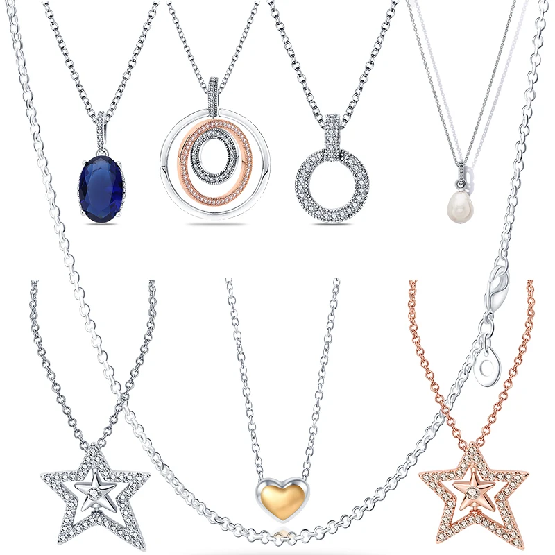 

2022 New Brand Original Silver Color A Variety Of Styles Pendant Necklace Women Birthday Anniversary Party DIY Jewelry