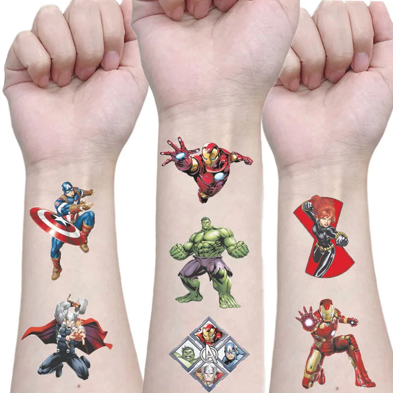 

Аниме-фигурка Мстителей Marvel, детская тату-наклейка, Железный человек, Халк, экшн-фигурка, декор вечерние, детская игрушка, наклейка, бесплатн...