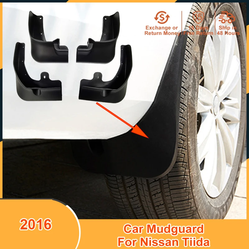 

4Pcs/Pack Auto Mudguard Mudflaps Mud Flaps for Nissan Tiida 2016 Black PVC Splash Guards Fender Protector Car Accessories