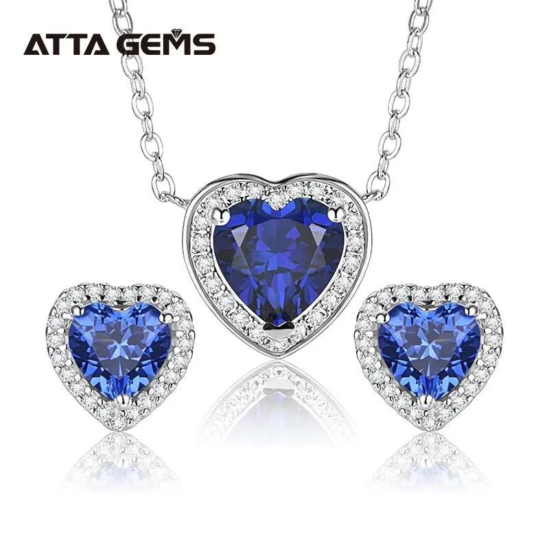 

Женское украшение в форме сердца из серебра 925 пробы с голубым сапфиром