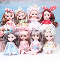 new 16cm bjd with clothes tiara doll 3d eyes fashionable dress up doll princess set doll 13 joints 112diy toy gift for girls