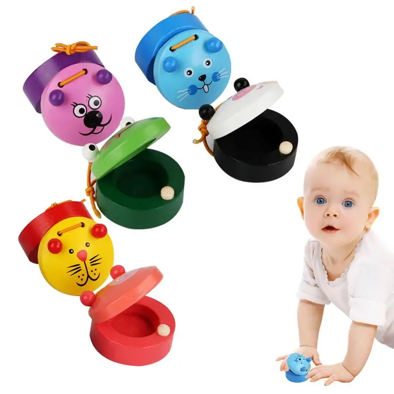 

Wooden Finger Castanets Cartoon Animal Castanets Wood Finger Castanets Musical Percussion Instruments For Children Adults