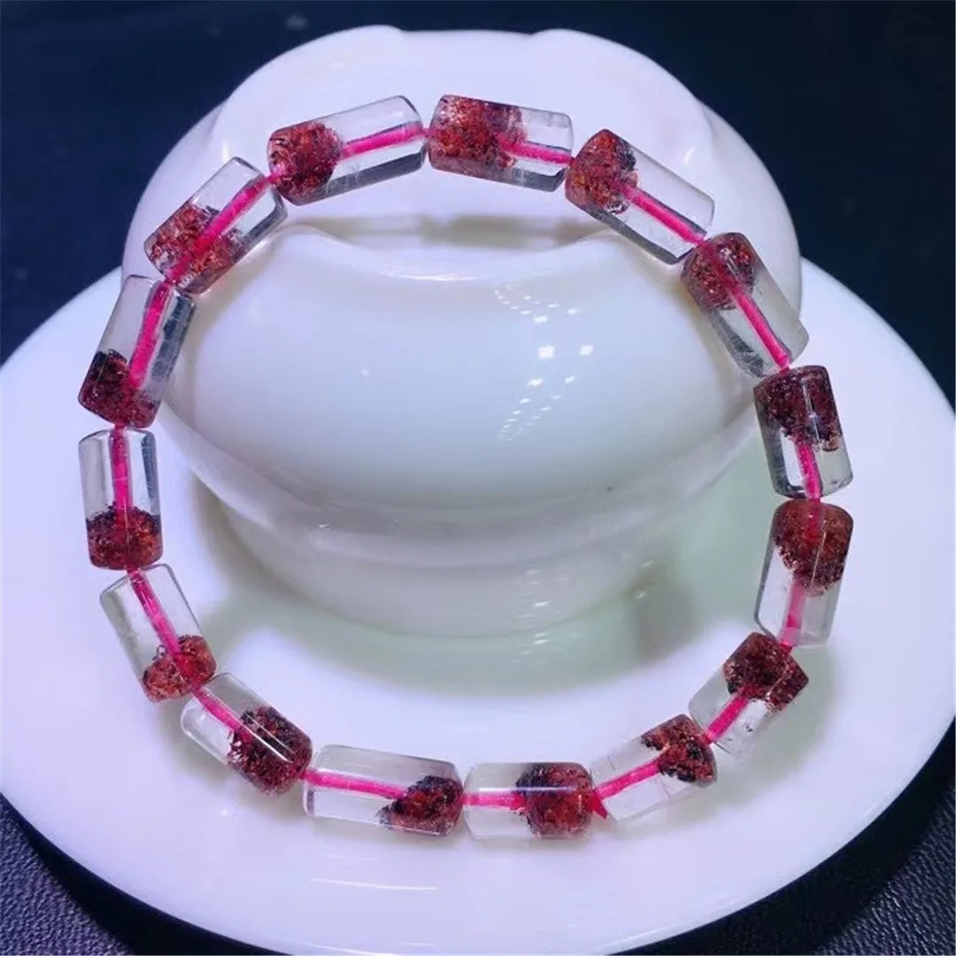 

Топ натуральный супер семь мелодии Золотая Клубника Кварцевый браслет для женщин мужчин Исцеление Кристалл 11x6 мм бусины ювелирные изделия ...