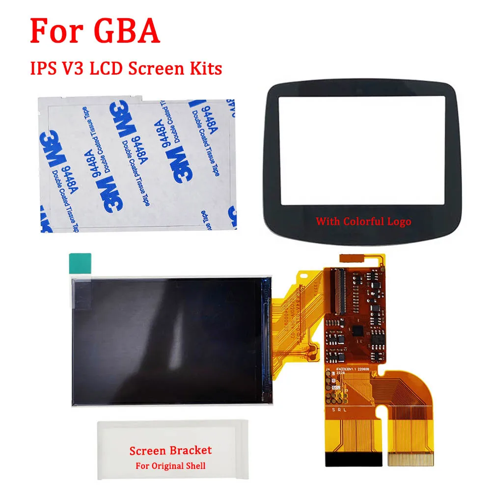 IPS LCD V3 Screen Replacement Kits for Nintend GBA backlight lcd screen 15 Levels High Brightness LCD V3 Screen For GBA Console