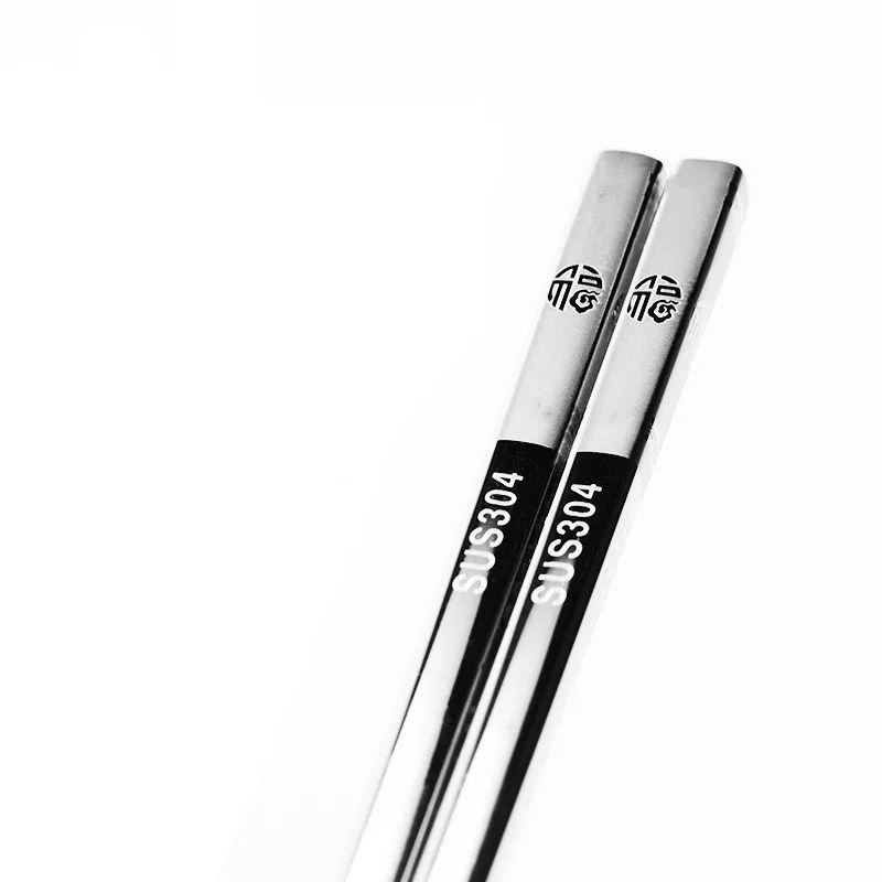 Металлические палочки для еды серебристого цвета из нержавеющей стали с антискользящей поверхностью, предназначенные для суши, посуда для ужина, палочки для еды, пустотелые, с квадратным узором цветочных рисунков.