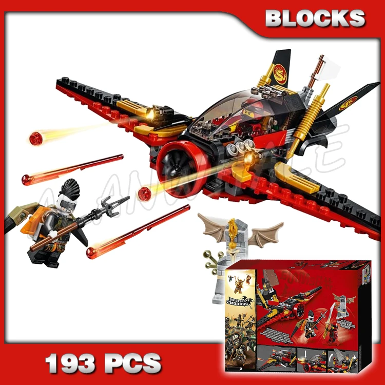 

193 шт., набор строительных блоков Shinobi Wing Jet Plane Hunted Jetpack Dragon Bone Blade 10934, совместимых с моделями