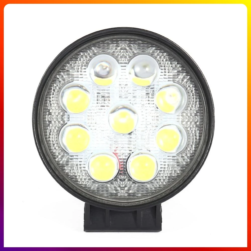 

Универсальная водонепроницаесветодиодный СВЕТОДИОДНАЯ Фара 27 Вт, круглая Автомобильная фара с 9 светодиодами 3 Вт для лодок, тракторов, гру...