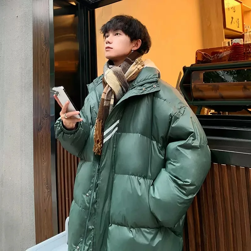 Medium Length Stand Collar Cotton Padded Jacket For Men In Winter, Thickened Casual Coat, Fashion Brand, European And American S