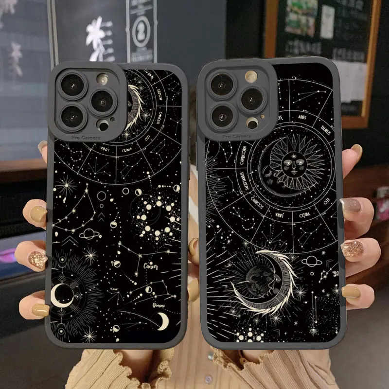 

Sky Constellation Pattern Case For iPhone 14 13 12 11 Pro Max 14 Plus X XR XS 7 8 Plus SE 2020 Soft Silicone Back Cover Shells