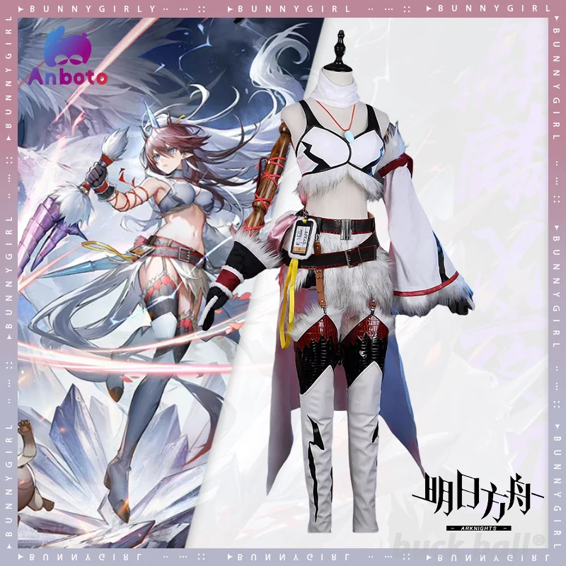 

Arknights Cosplay Kirin X Yato Cosplay Suit Anime Costume Game Cosplay Horned Accessory Crop Top White Dress Role Playing
