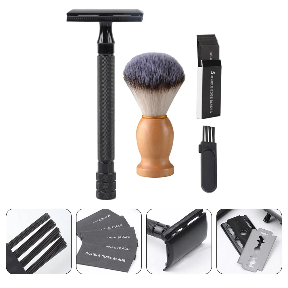 

Shaving Beard Shaver Brush Manual Hair Men Reusable Trimmer Safety Cleaning Kit Straight Wet Sweep Face Open Metal Mens Double