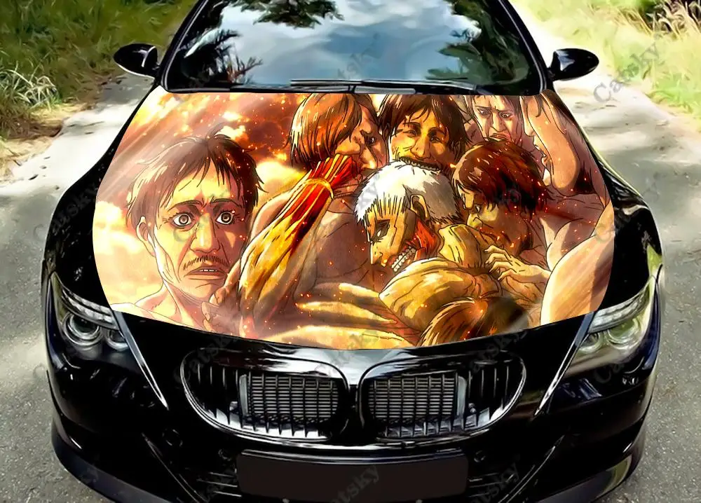 

Anime Attack On Titan Car Hood Vinyl Decal Stickers Wrap Vinyl Film Engine Cover Decals Sticker Car Hood Cover Decal Film