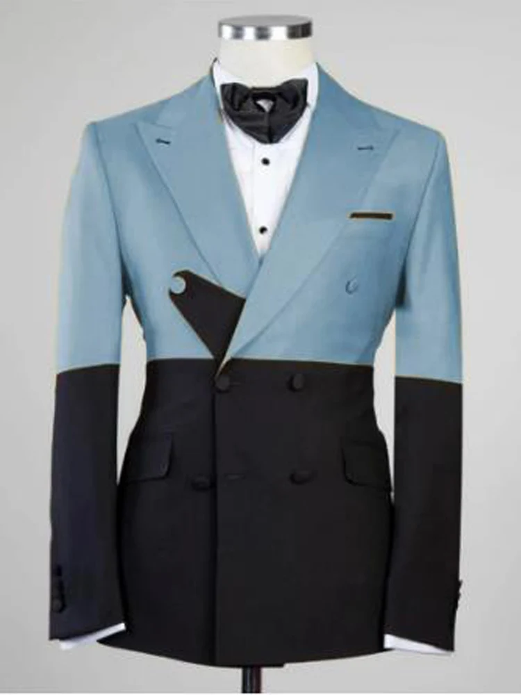 Double Breasted Elegant Suits for Men Suit Set Wedding Luxury 2023 2 Piece Set Color Matching Lapel Best Men's Dress Blazer