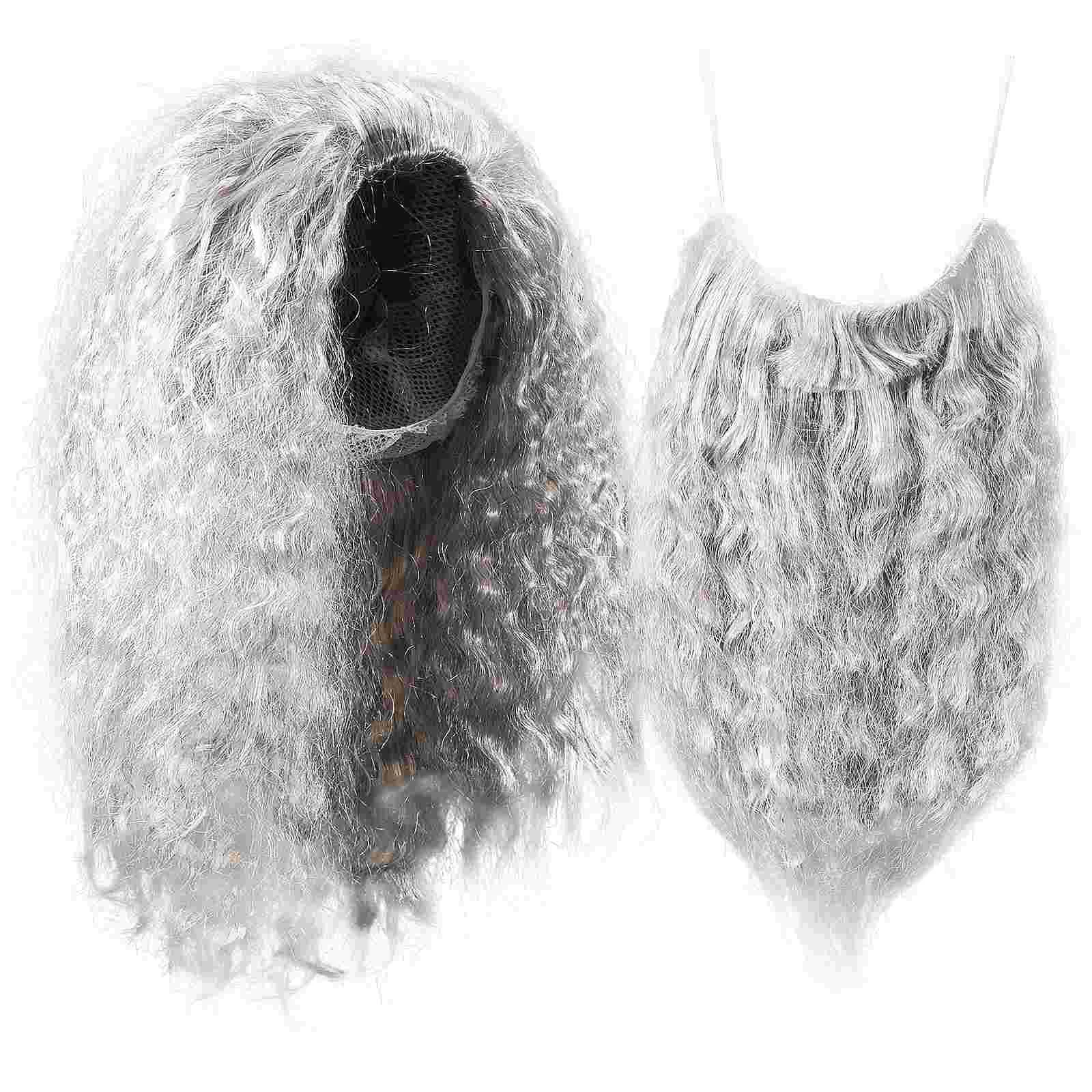 

Halloween Cosplay Beard Set Long Gray Wizard Beard Costume Accessory for Party