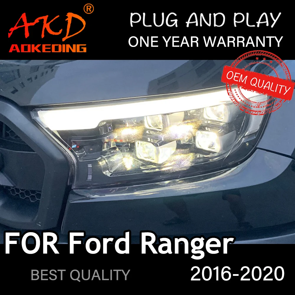 

Headlight For Ford Ranger 2016-2020 Car автомобильные товары LED DRL Hella 5 Xenon Lens Hid H7 Thunder Everest Car Accessories