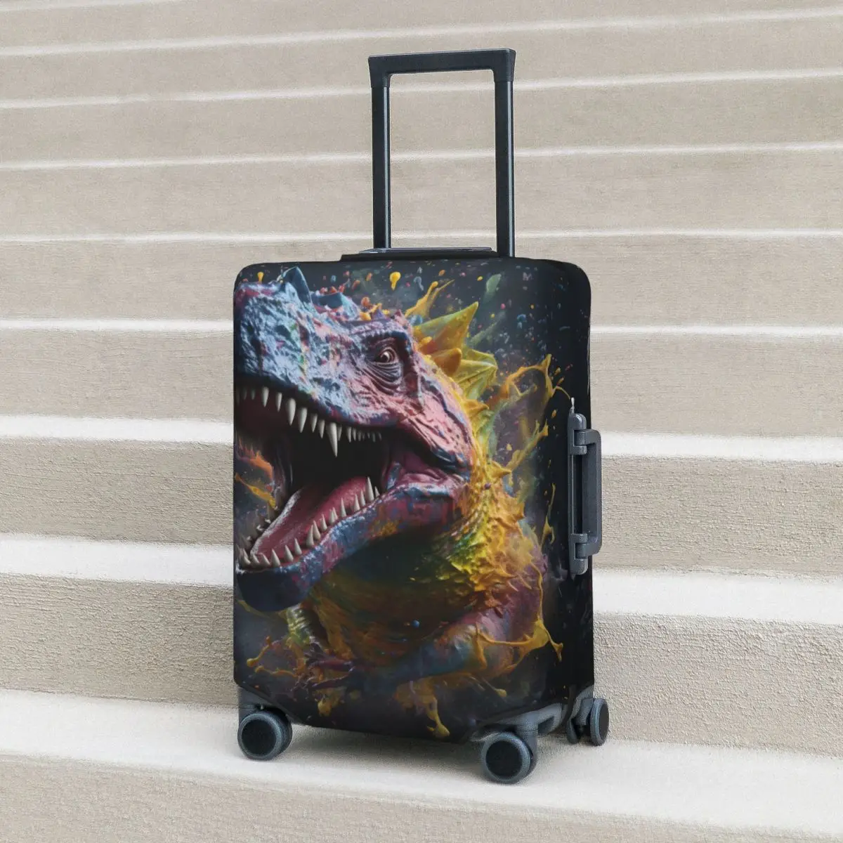 

Dinosaur Suitcase Cover Explosion Liquid Splash Travel Protection Holiday Fun Luggage Case