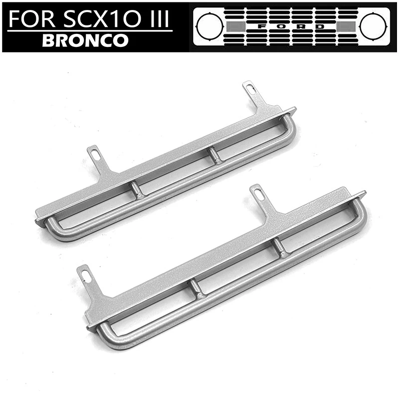 

AXI03014T1 T2 SCX10 III Early Ford Bronco 1/10th 4wd Rock Crawler Truck Silver Metal Side Pedal Bumper