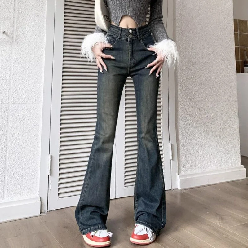 Женские американские расклешенные джинсы с высокой талией женские эластичные