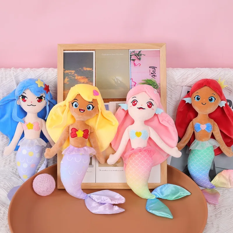 

Cute Four Mermaid Dolls Sea's Daughter Mermaid Doll Ocean Series Cute Mermaid Plush Toys Birthday Gift Comfort Toys