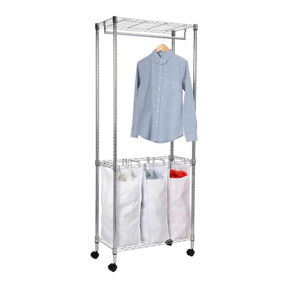 

Urban Triple Laundry Sorter Rolling Dirty Laundry Basket with Hanging Spce Free Shipping