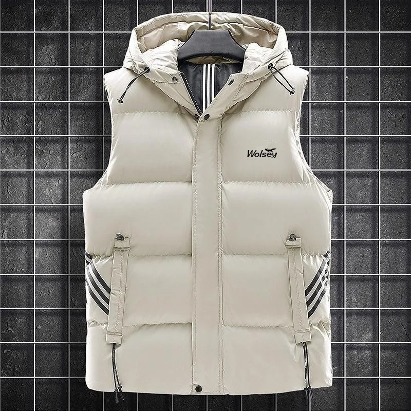 2023 Winter Golf wear New Men's Vest Waistcoat Hooded Fashion Down Cotton Golf Jacket Loose Warm Men's Vest Coats Free Deliv
