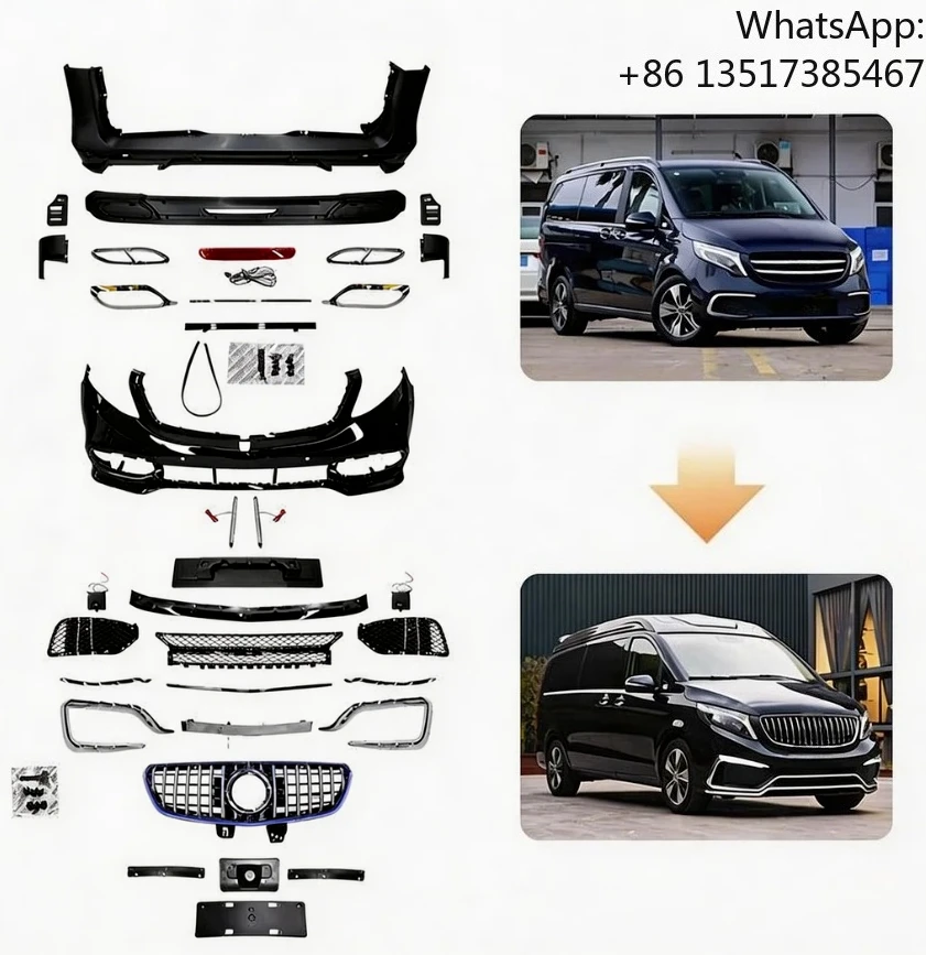 Фото Идеальный комплект для рестайлинга V-Class Vito W447 (2016-2024): обновление до стиля AMG – передний и задний бамперы, решетка радиатора, тюнинг-комплекты, конверсионный комплект №2