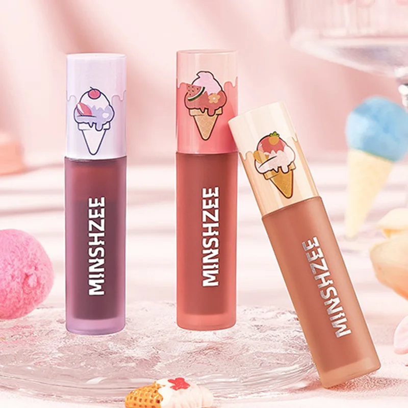 Помада для макияжа, Матовая жидкая губная помада с чашкой, 3 цвета, блеск для губ, глазурь для губ, оптовая продажа, матовая губная помада, ленивая губная помада