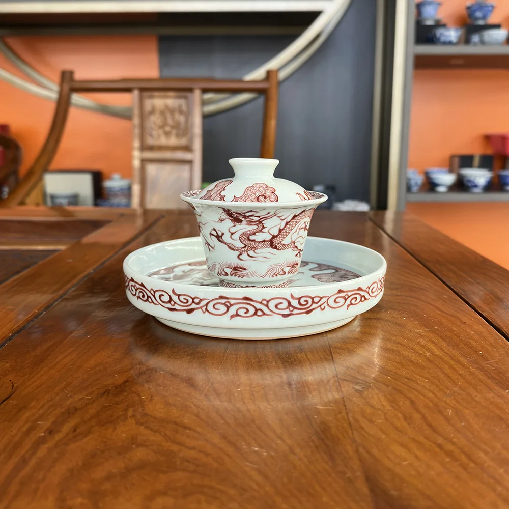 Деревянная печь ручной работы Цзиндэчжэнь красная и розовая чайная чашка Гавань