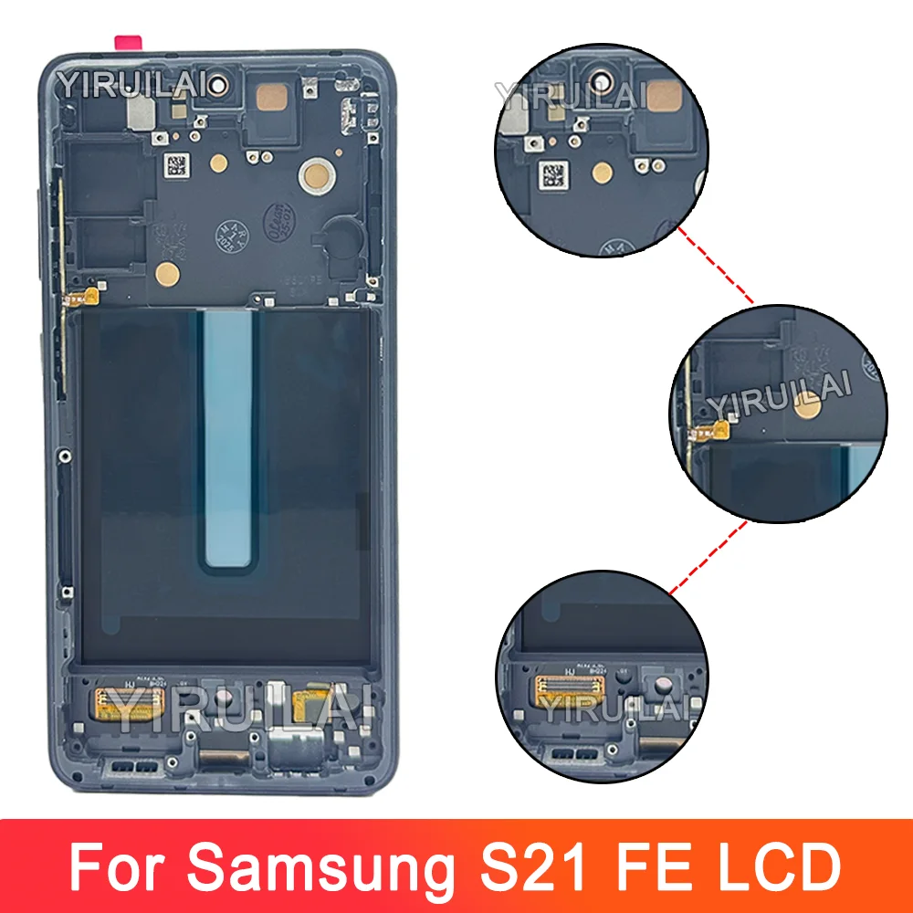 Фото OLED для Samsung Galaxy S21 FE 5G ЖК-дисплей с цифровым преобразователем сенсорного экрана и рамкой для Samsung S21 FE G990B G990B/DS ЖК-экран №3
