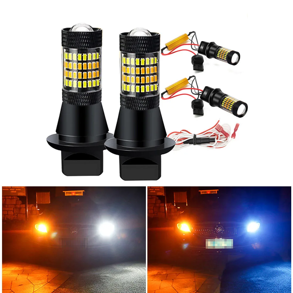 

2 шт. 1156 BAU15S Дневные ходовые огни (ДХО) для автомобиля, 96 SMD LED, указатели поворота BA15S P21W 1156 PY21W 7440 T20, габаритные огни
