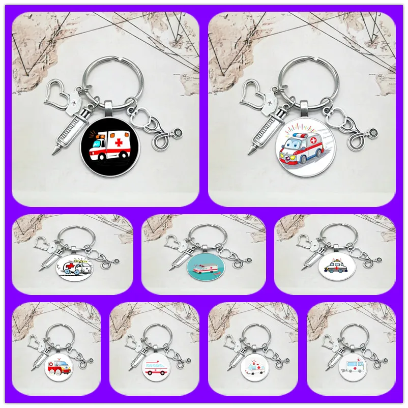 Новинка 2022 кольцо для ключей скорой помощи со стеклянным куполом