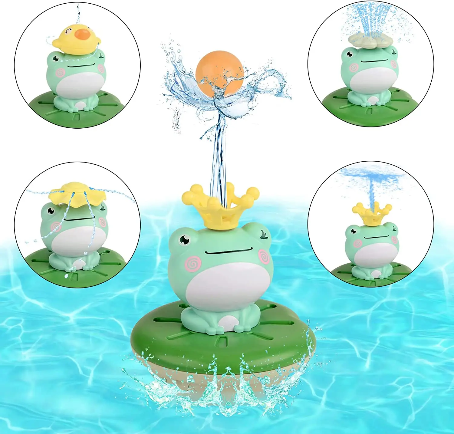 

Fountain Baby Bath Toys Spray Water Bath Toy for Toddlers 1-5 Rotating Frog Toy Bathtub Pool Automatic Sprinkler Floating Toys