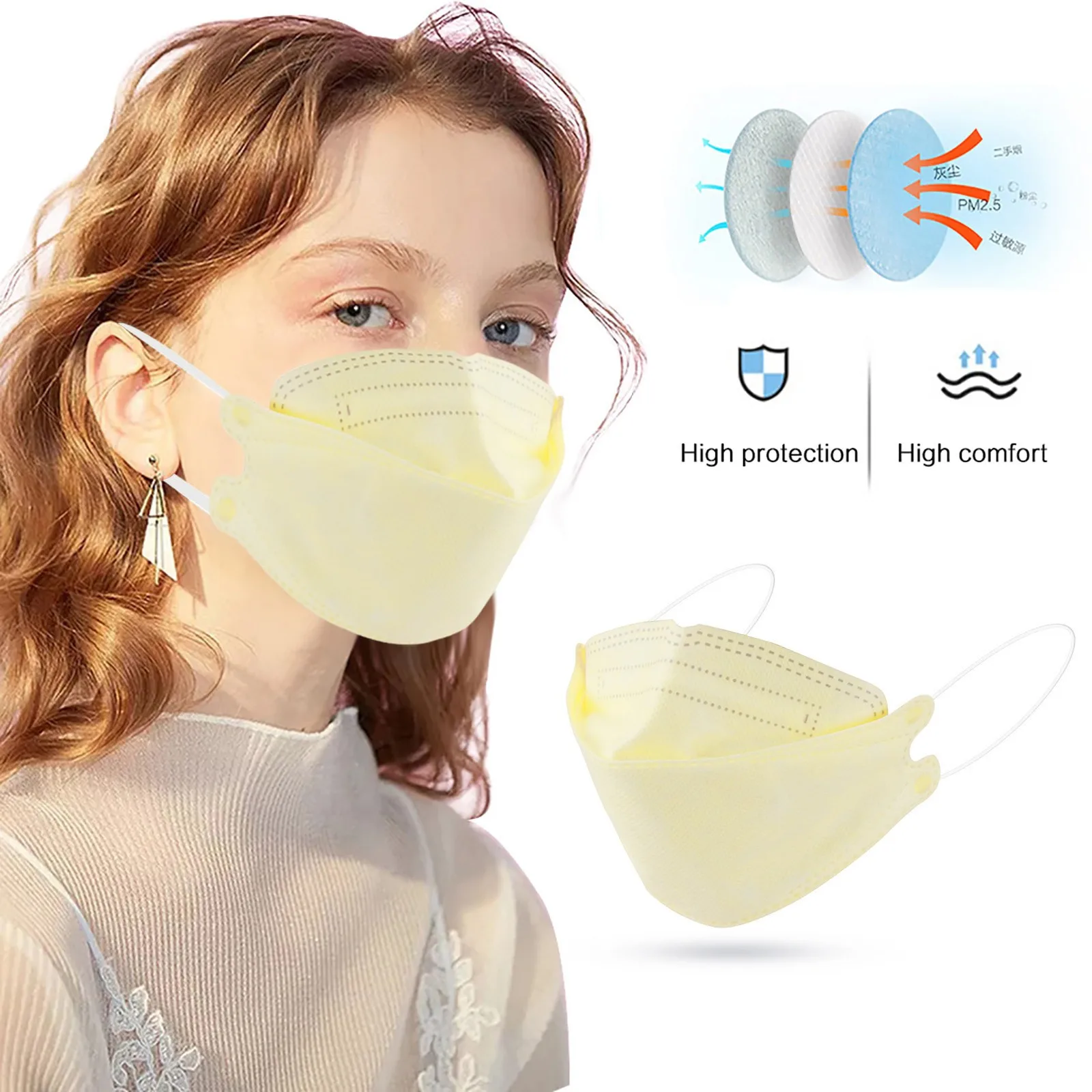 

5pcs Adult Fish Style Non Woven Face Mask 4ply Disposable Masken Droplet And Haze Prevention Mascarillas Halloween Cosplay Maski