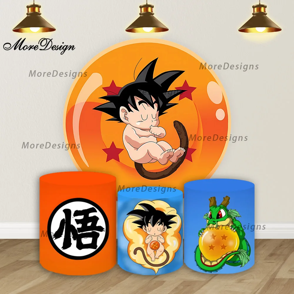 Фото Dragon Ball Гоку круглый фотофон детский душ цилиндр чехлы для мальчиков день рождения украшения фотография фон №1