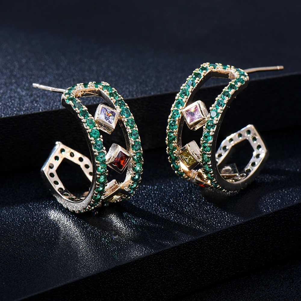 

Jimbora Gorgeous Shiny серьги Green Luck Drop Earrings Full Cubic Zirconia for Women Wedding Trendy CZ Earrings High Quality